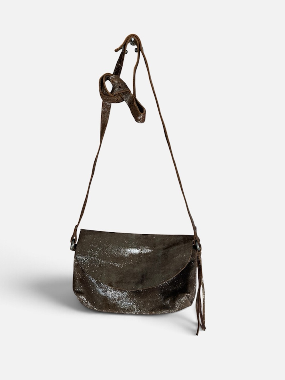 We The Free People Rider Pyrite Leather Metallic Crossbody In Brown